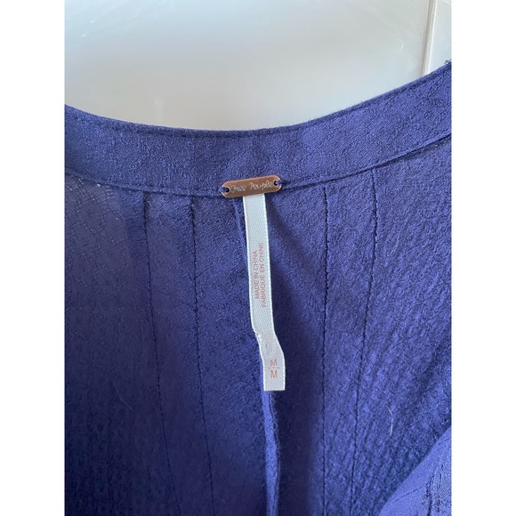 Free People Sisters of the Moon Deep Blue Purple Lightweight Cotton Top Size M - Picture 5 of 7